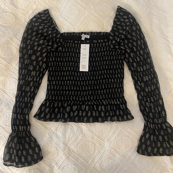 Women’s Black&White Bandana Paisley print Top - Picture 1 of 2